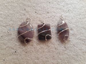 AMETHYST UNSHAPED WIRE WRAPPED PENDANTS