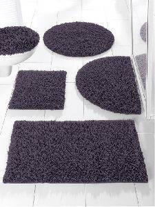 Lisa Cotton Grey Anthracite Bath Mat Set