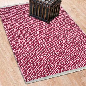 Pink Symmetric Oval Hand Tufted Cotton Plain Border Rugs