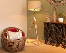 Nautical Shade Floor Lamp with Wooden Tripod stand Decorative