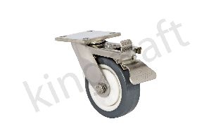 Stainless Steel Fabricated Caster On Polyurethane Antistatic Wheels