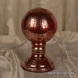 Silver And Red Color Glass Finials