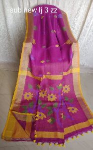 EXCLUSIVE PURE LINEN BY LINEN JAMDANI SAREES with THREAD WORK