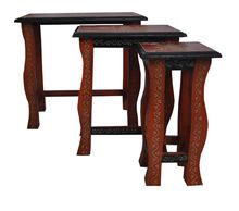 Rajasthani Home Decorative Wooden Handmade Painted Side Table Set of 3 pieces