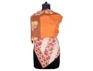 Vintage Kantha Cotton Sari Scarf