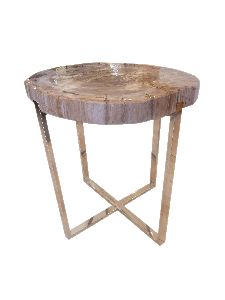 ACT12-PETRIFIED WOOD END ACCENT TABLE