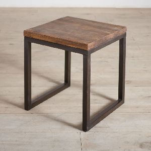 ACT32-RECLAIMED WOOD AND IRON ACCENT TABLE