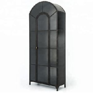 glass door arch design tall display storage cabinet