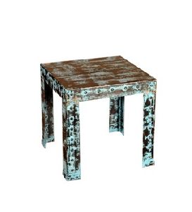 Rustic Blue Tint Iron End Table