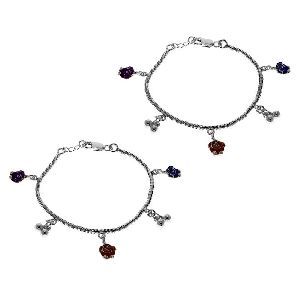 Bracelet Indian Anklets for Kids Sterling Silver Chain Pair