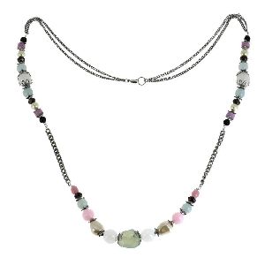 Colourful Beaded Pastel Opera Length Necklace
