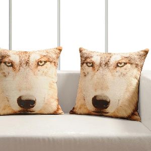 Cotton Canvas Animal Face Cushion Cover Set