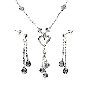 heart necklace earrings jewelry set