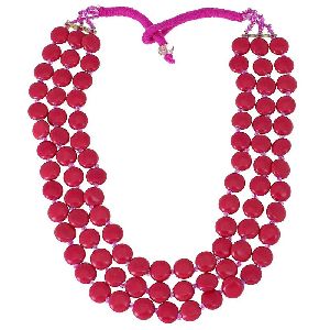 ShalinIndia Fuchsia Red Multi Layered Beaded Bib Necklace