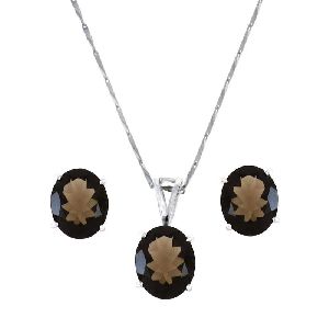 Smokey Quartz Gemstone Jewelry Set Pendant