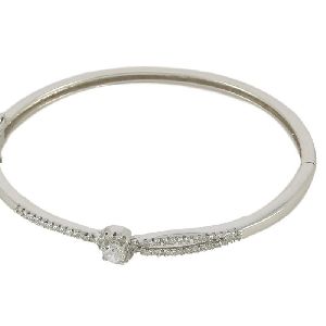 Sterling Silver CZ Floral Cuff Bracelet Bangle