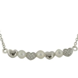 Sterling Silver Faux Pearl Necklace Chain