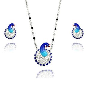 terling Silver CZ Necklace Earring Set