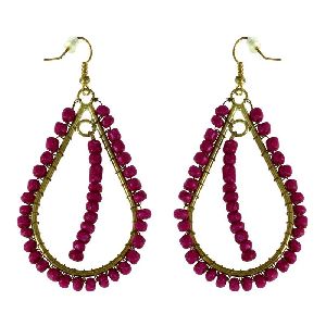 Violet Red Large Teardrop Earrings Costume Jewellery