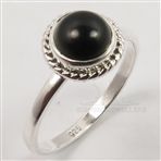 925 Solid Sterling Silver BLACK ONYX Round Gemstone Lovely Ring Choose Any Size