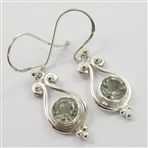 925 Solid Sterling Silver Girls Women's Earrings Natural GREEN AMETHYST Gemstone