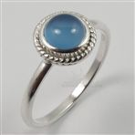 925 Sterling Silver BLUE CHALCEDONY Gemstone Designer Tiny Ring