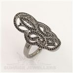 925 Sterling Silver Micro Pave Antique Style Ring