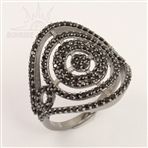 925 Sterling Silver Pave Setting Antique Styl Ring Any Size Natural BLACK SPINEL