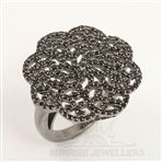 925 Sterling Silver Pave Women's Jewelry Ring Any Size Natural BLACK SPINEL Gems
