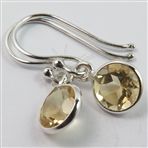 Delicate Earrings 925 Solid Sterling Silver Natural Fire CITRINE Round Gemstones