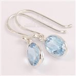 Fabulous Earrings 925 Sterling Silver Jewelry Natural BLUE TOPAZ Oval Gemstones
