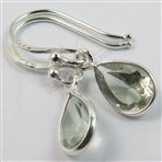 Genuine GREEN AMETHYST Pear Gemstones 925 Solid Sterling Silver Cute Earrings