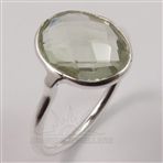 GREEN AMETHYST Checker Gemstone 925 Solid Sterling Silver Tiny Ring Choose Size
