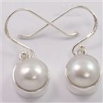 Stunning Earrings Natural PEARL Cabochon Gemstones 925 Sterling Silver Jewelry
