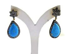 925 Sky Color Turquoise Stone Silver Earring