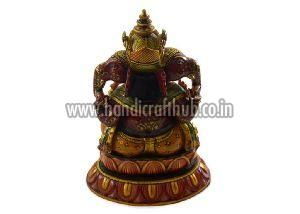 Handmade Kadam Wood Miniature Painted Lord Ganesha Statue