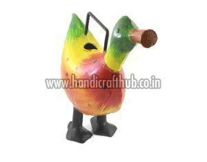 Iron Hand Painted Duck Shaped Watering Can Statue