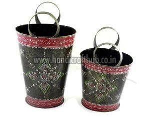 Set of Two Iron Plated Buckets