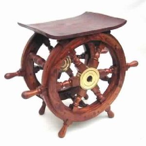 Teak Wood Ships Wheel Table