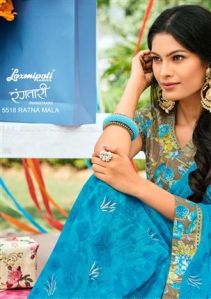 5518 Laxmipati Blue Chiffon Rangtari  Saree