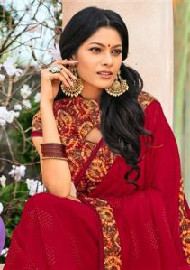 5513 Laxmipati Maroon Chiffon Rangtari Saree