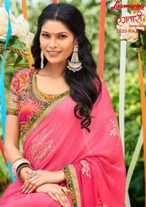 5520 Laxmipati Pink Chiffon Rangtari Saree