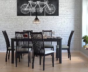 Wooden six-seater-dining-set