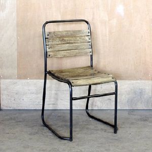 metal Dining chair with wooden slats