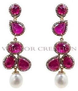 14k Gold Diamond 925 Sterling Silver Gemstone Natural Ruby Earring Women Jewlry