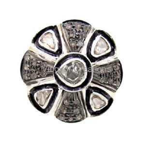Handmade 925 Sterling Silver Pave Rosecut Diamond Polki Round Band Ring Jewelry