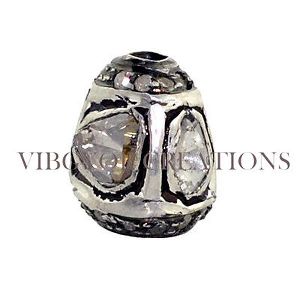 Polki Diamond Rosecut Diamond Bead Ball Pave Diamond Pave Setted Bead 925 Silver