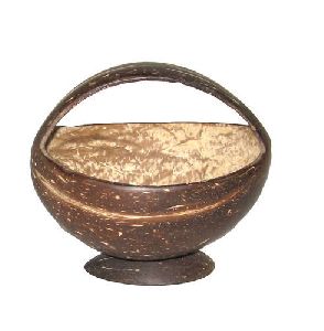 Natural Brown Coconut Shell Basket