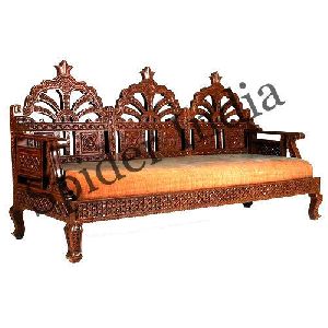 Teak Wood Fine Rajasthani Barmeri Carved Couch