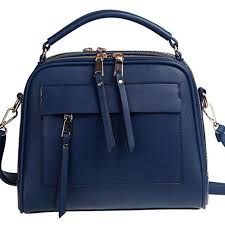 Navy Blue Leather Evening Bag